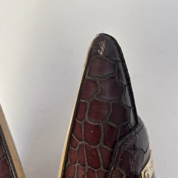 Escada snake embossed burgundy brown leather heel pumps Size 38 - Picture 7 of 16